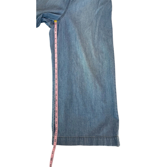 Madewell Women's Denim Apron Bow Back Jumpsuit Wide Leg Crop Light Wash Size 4 - Picture 7 of 10